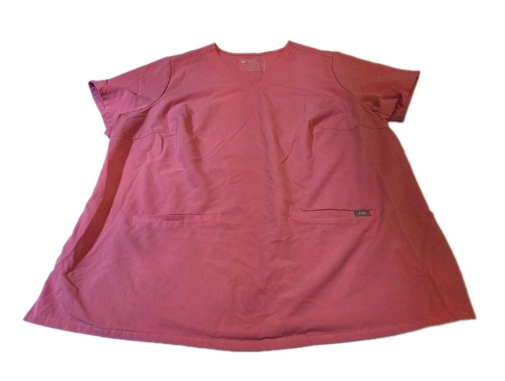 Figs Casma Scrub Top Womens 3XL Pink V Neck Medical Nurse Uniform